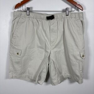Columbia Mens Cargo Shorts Tan Khaki Elastic Waist Belted Outdoor Hiking Size L